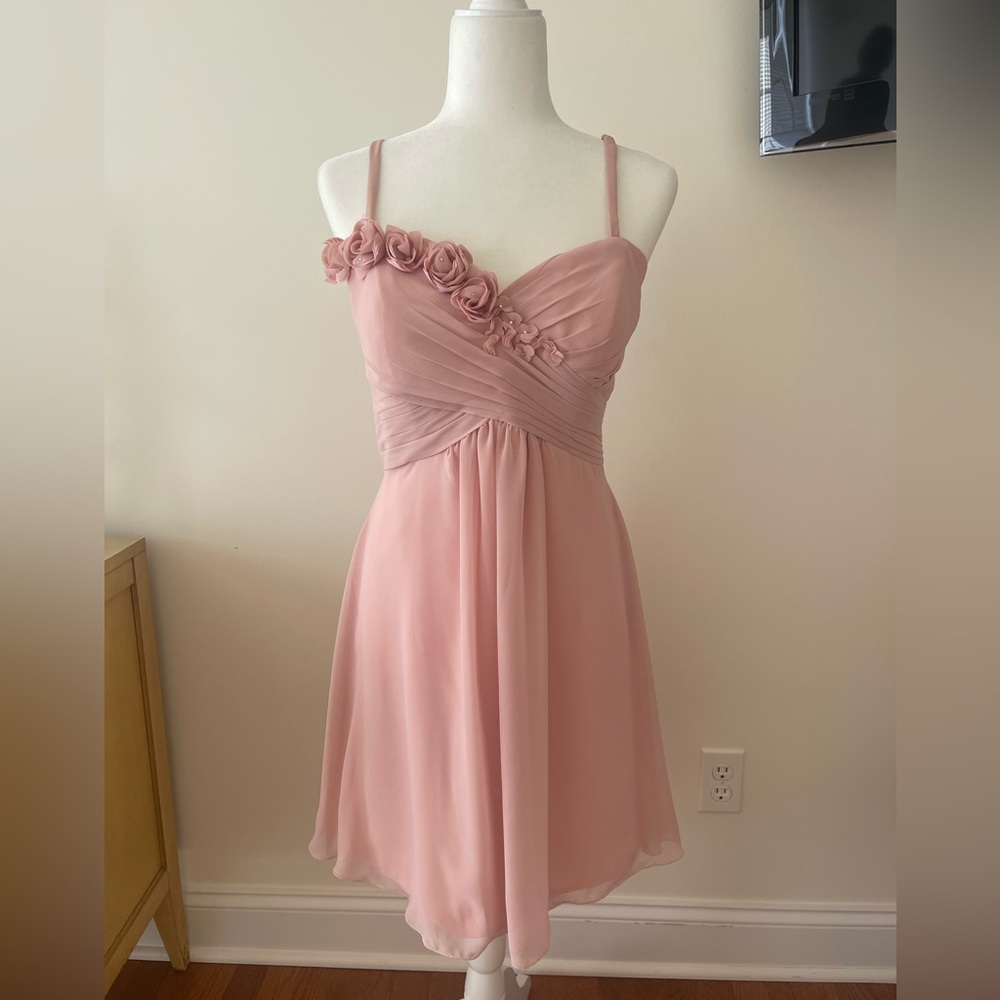 Bari Jay Light Pink with Decorative Bust Short Flowy Dress